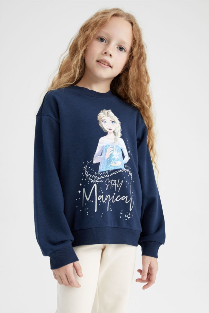 GIRLS & TEENS NAVY Regular Fit Frozen Licensed Sweatshirt
