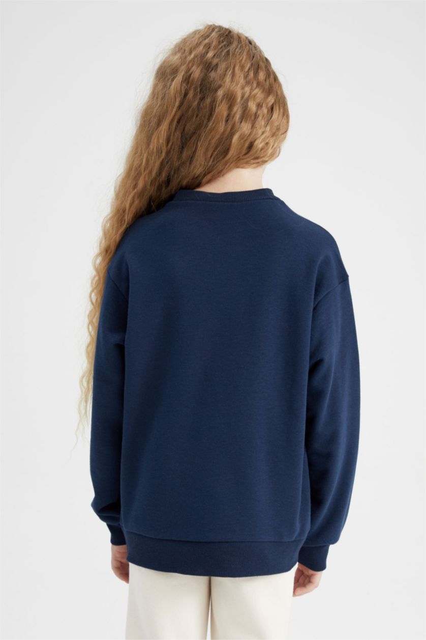 GIRLS & TEENS NAVY Regular Fit Frozen Licensed Sweatshirt