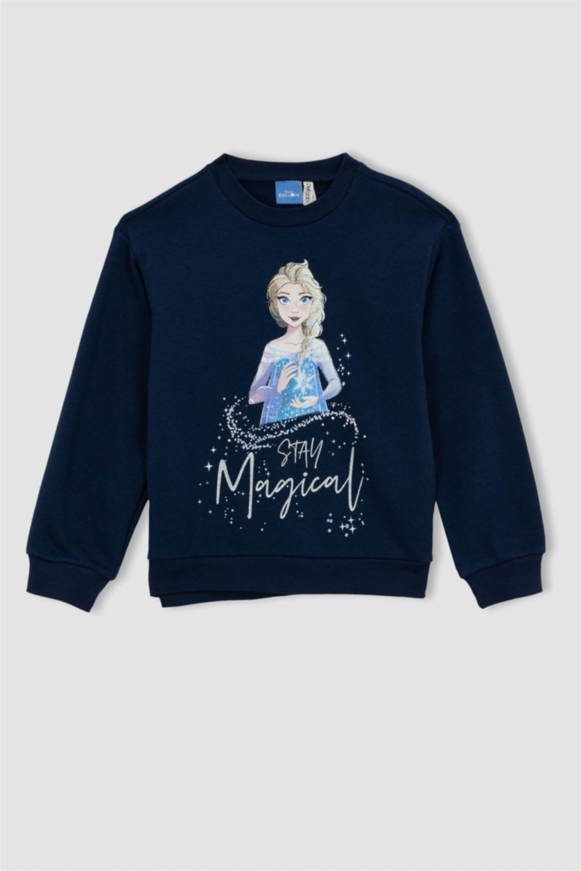 GIRLS & TEENS NAVY Regular Fit Frozen Licensed Sweatshirt