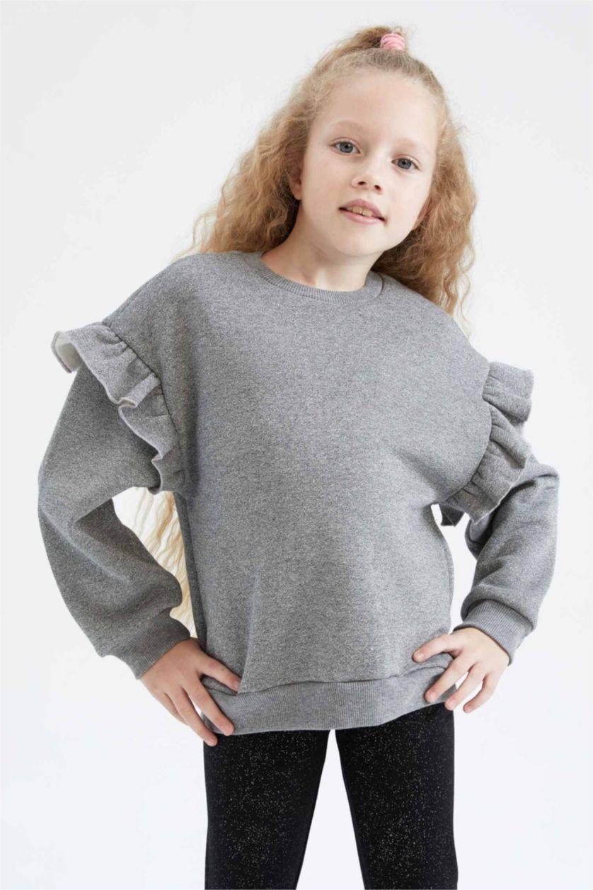 بناتي رمادي سويت شيرت بناتي