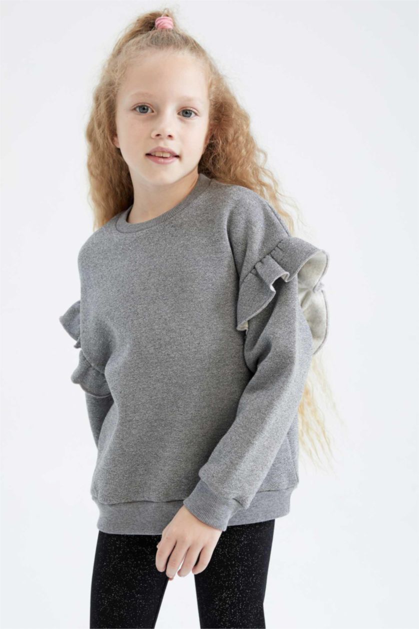 بناتي رمادي سويت شيرت بناتي