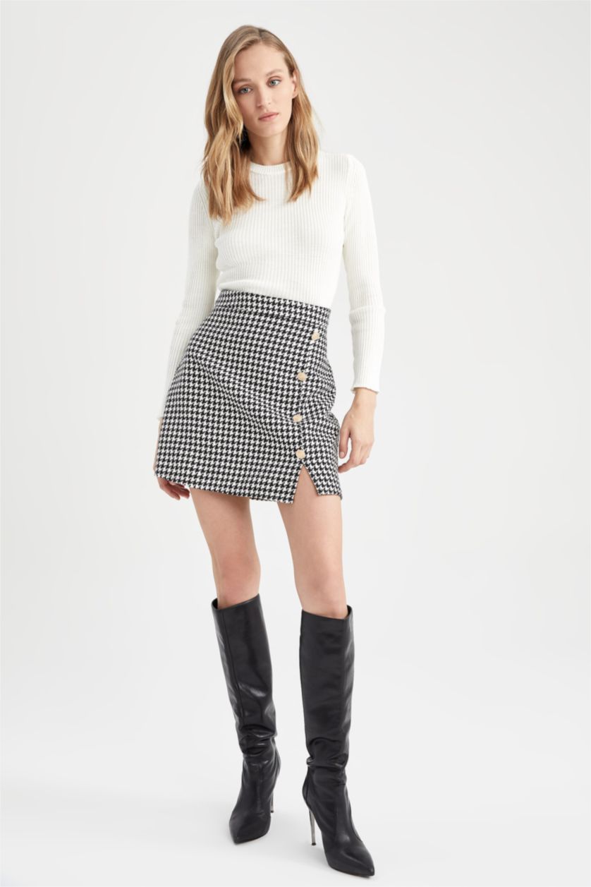 Kadın Siyah A Kesim Mini Etek