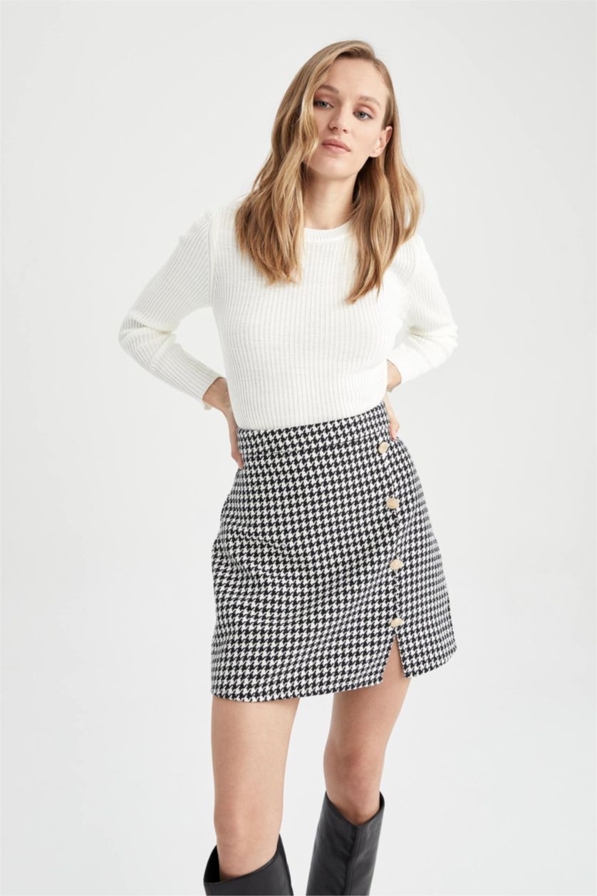 Kadın Siyah A Kesim Mini Etek