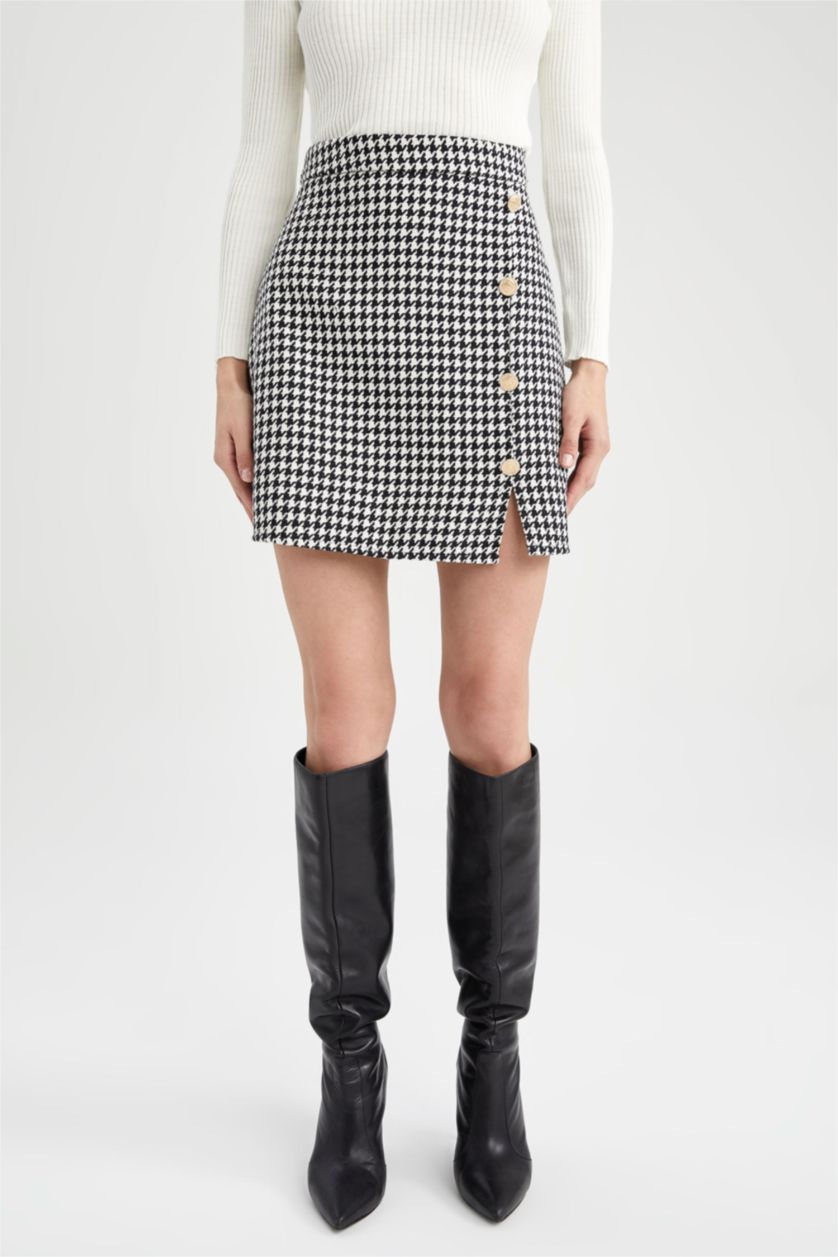 Kadın Siyah A Kesim Mini Etek