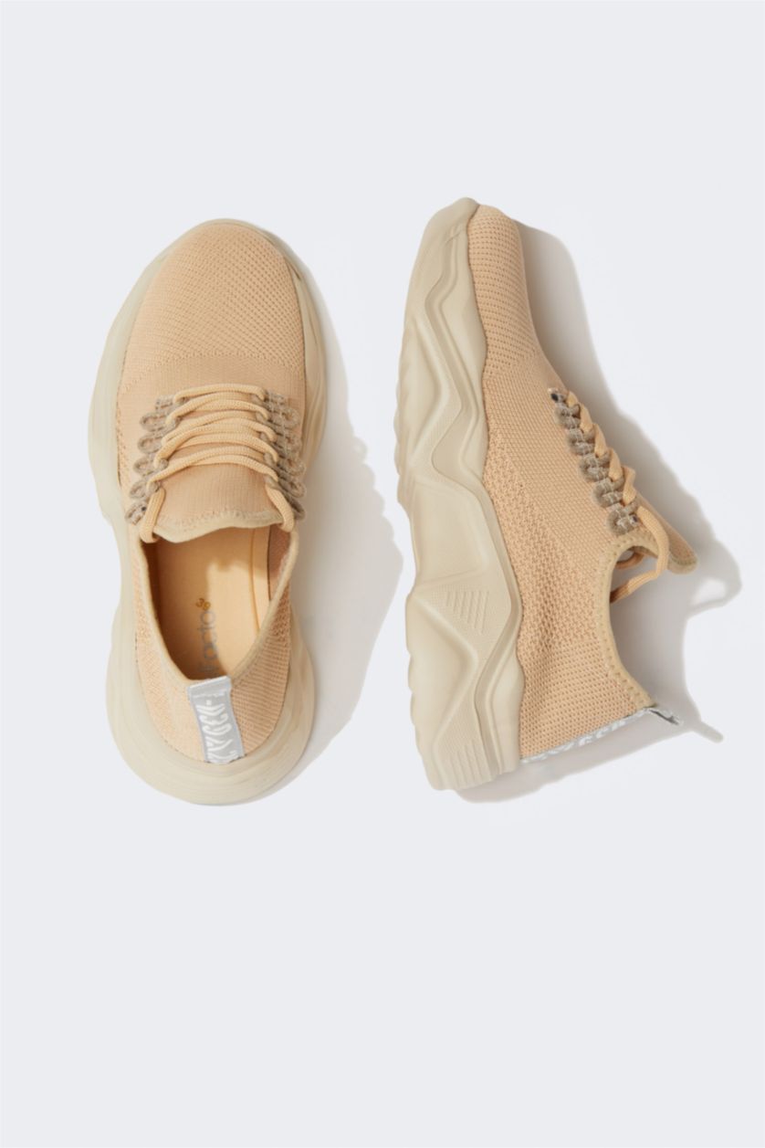 Kadın Camel Kadın DeFactoFit Yüksek Taban Bağcıklı Spor Ayakkabı