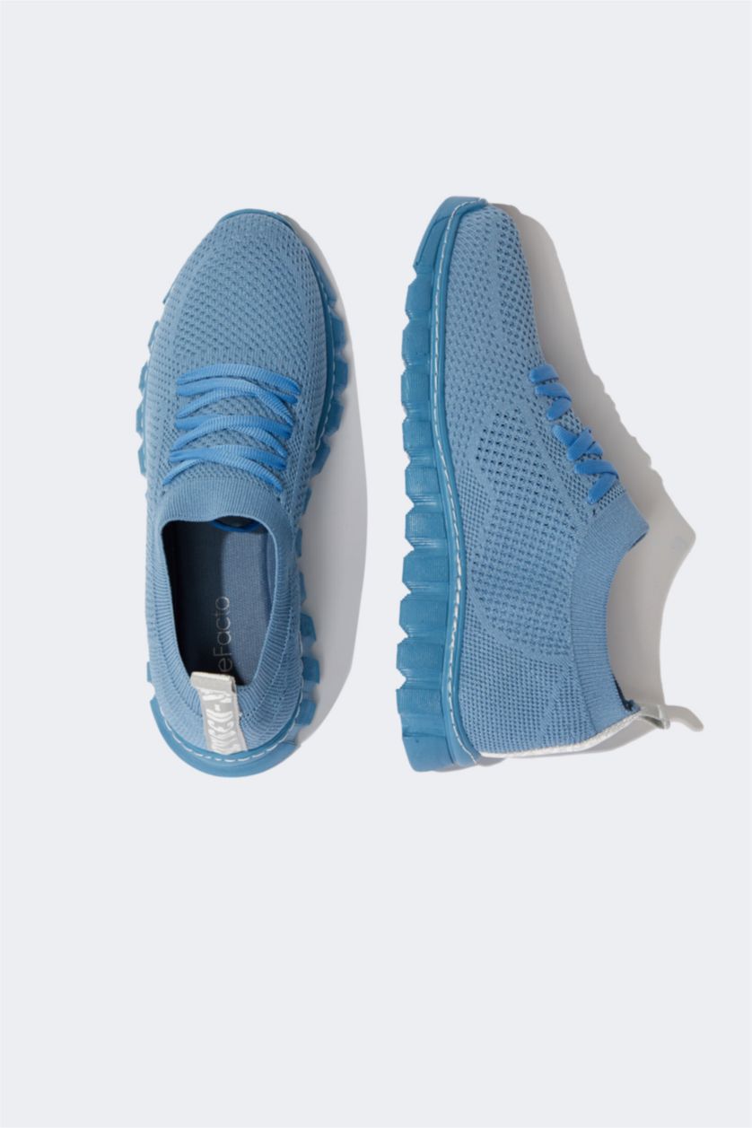 FEMME BLEU Clair Baskets Lacé