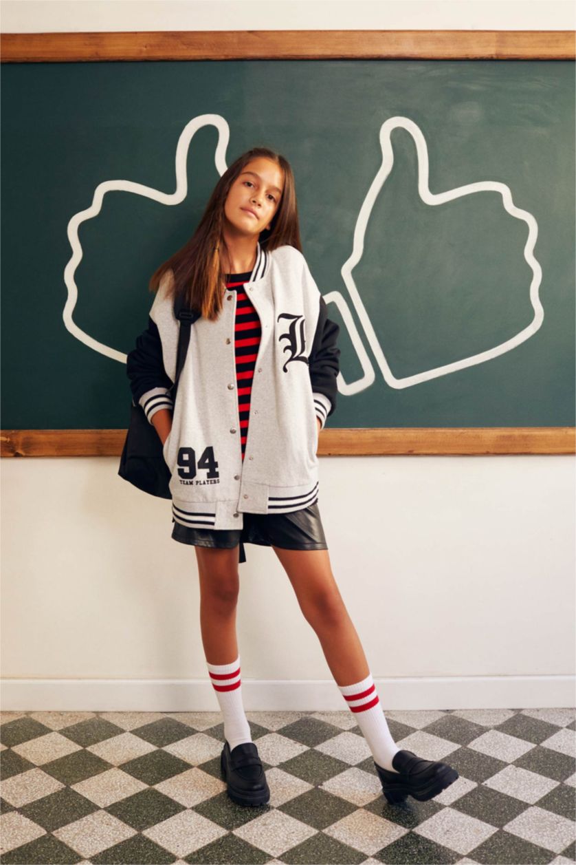 WOMAN Grey Melange Coool Regular Fit Thick Sweatshirt Fabric Bomber Jacket