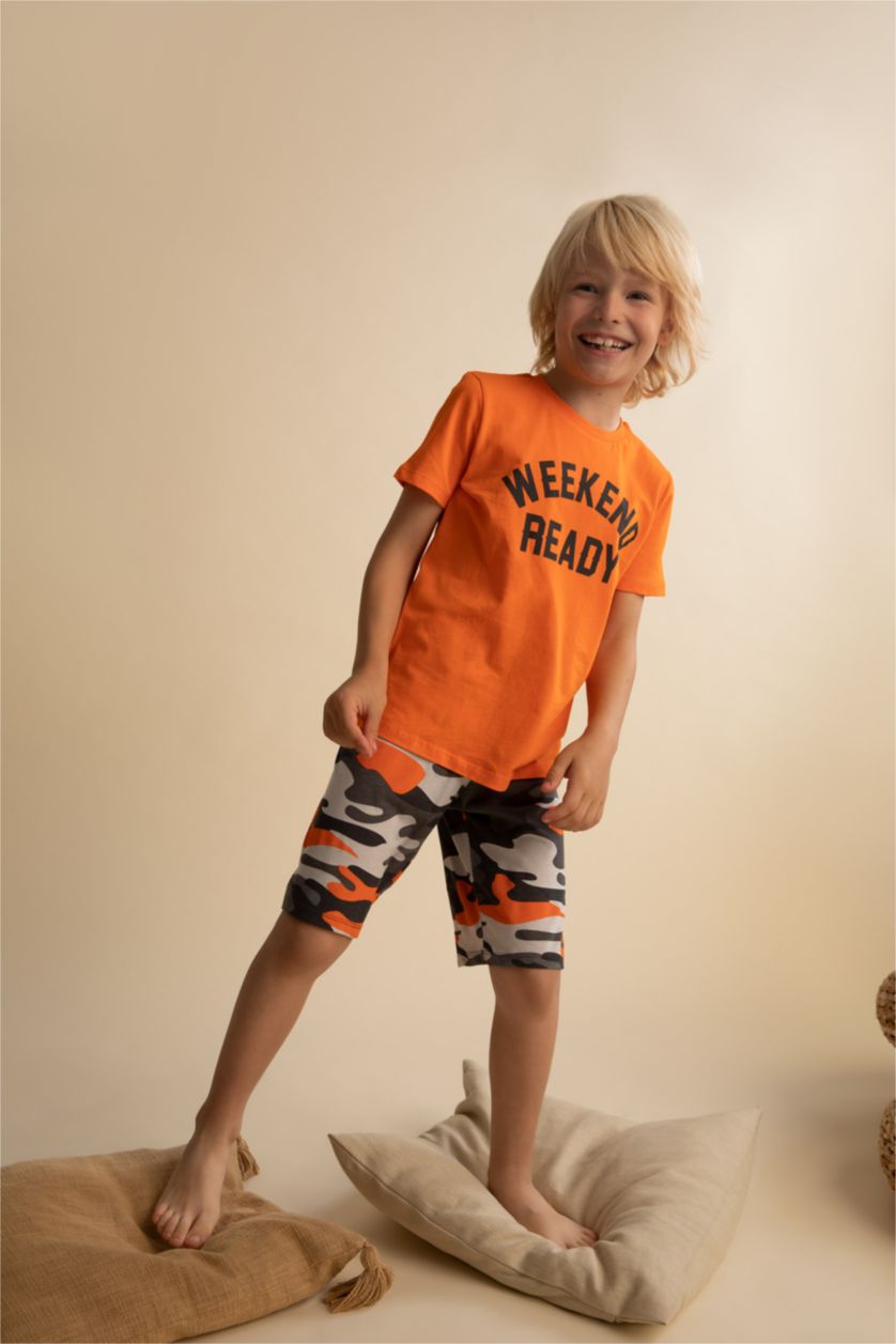 GARÇONS Orange Ensemble pyjama short imprimé manches courtes pour garçon