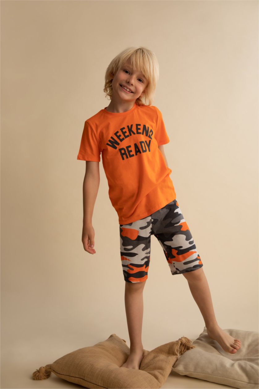 GARÇONS Orange Ensemble pyjama short imprimé manches courtes pour garçon