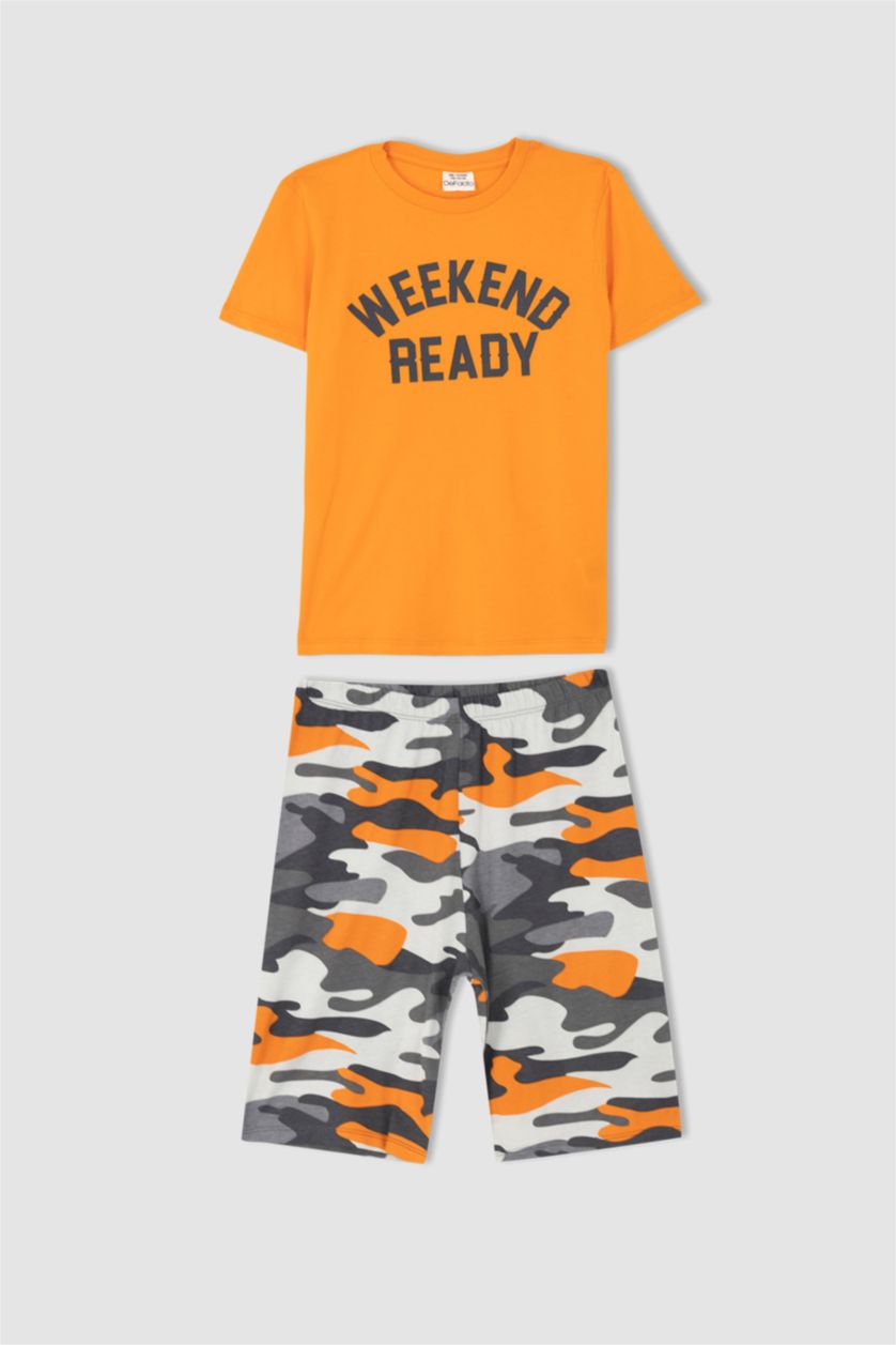 GARÇONS Orange Ensemble pyjama short imprimé manches courtes pour garçon