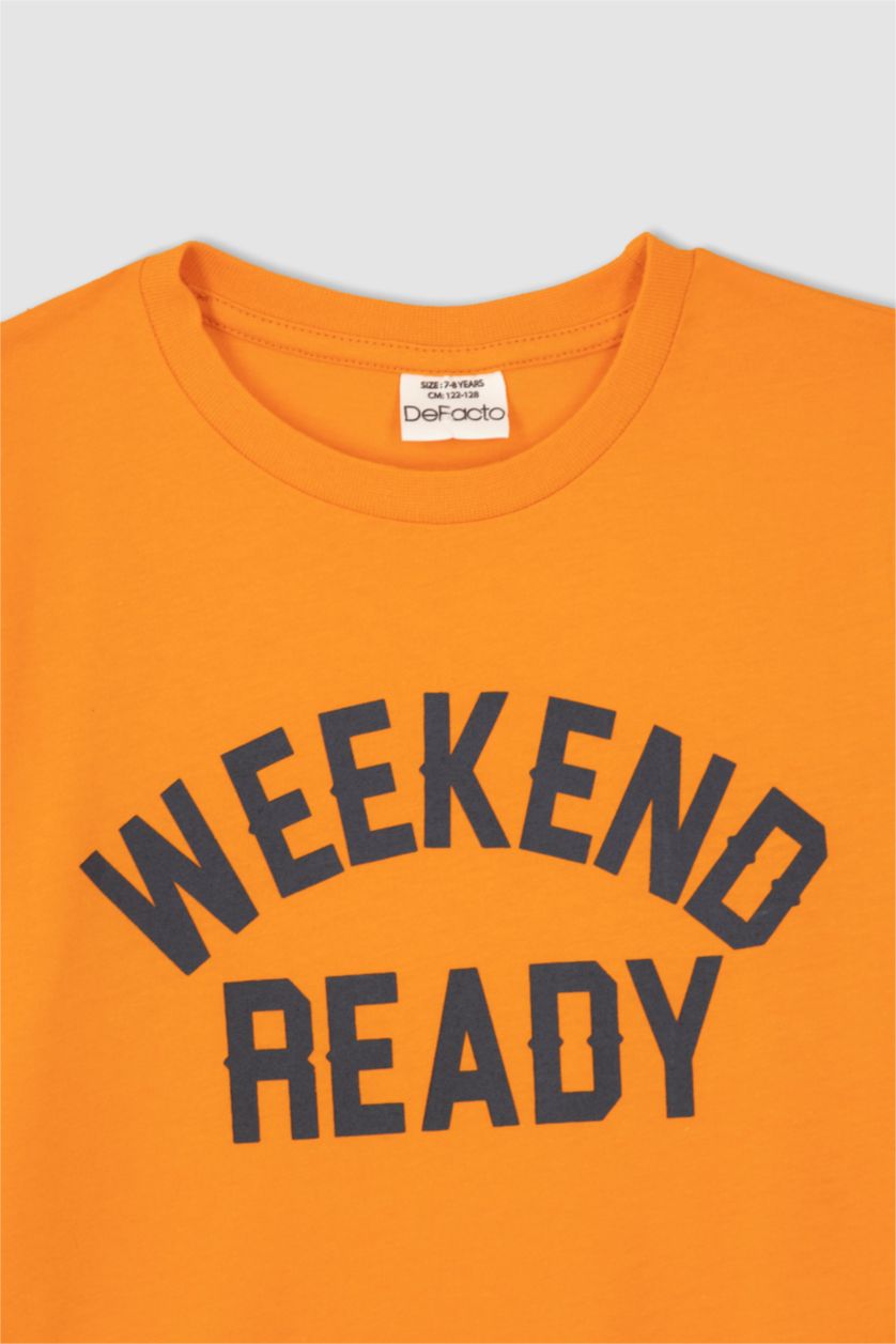 GARÇONS Orange Ensemble pyjama short imprimé manches courtes pour garçon