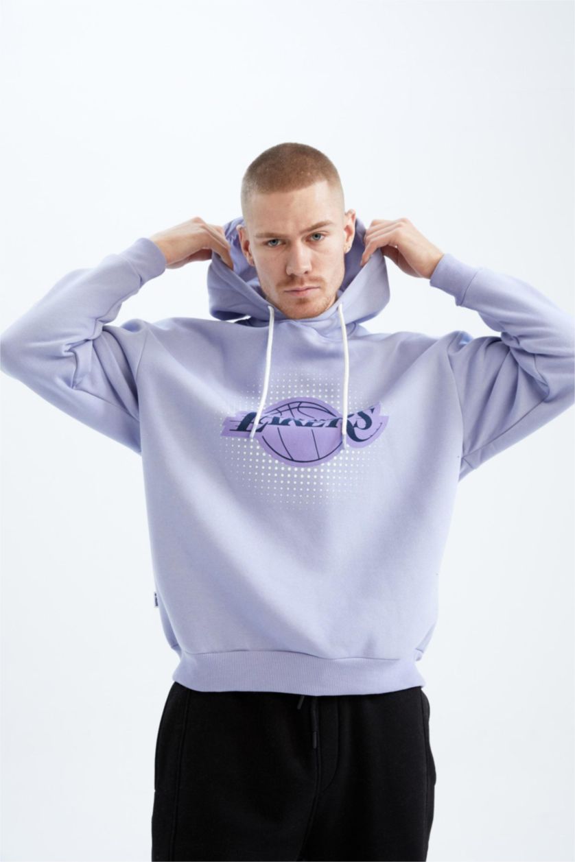 Erkek Açık Lila Oversıze Kalın Sweatshirt Kumaşı Sweatshirt