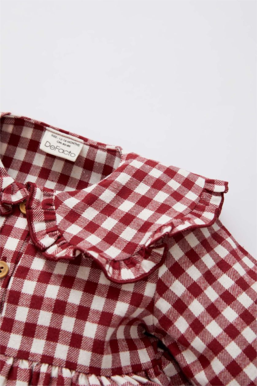 BABY GIRL Red Regular Fit Plaid Long Sleeve Woven Dress