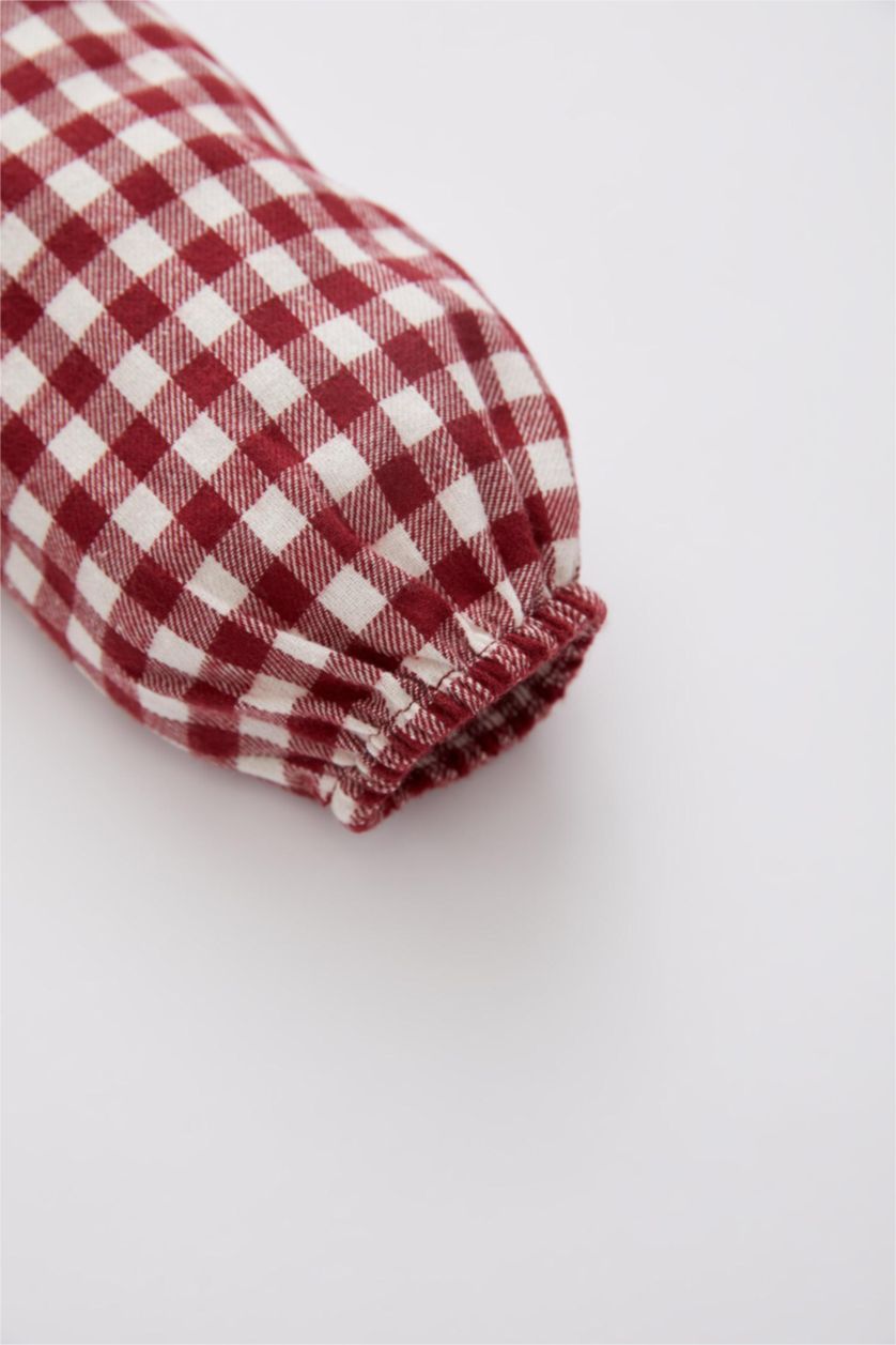 BABY GIRL Red Regular Fit Plaid Long Sleeve Woven Dress