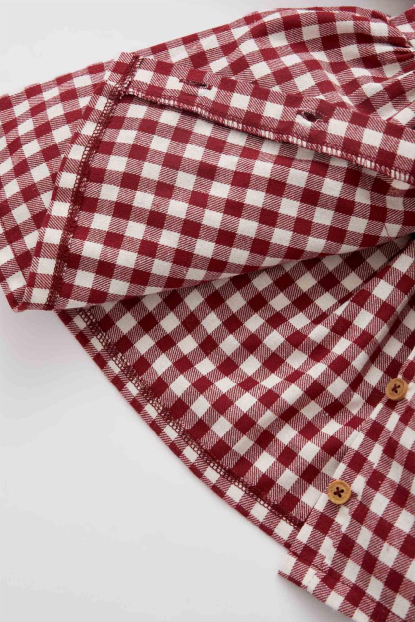 BABY GIRL Red Regular Fit Plaid Long Sleeve Woven Dress