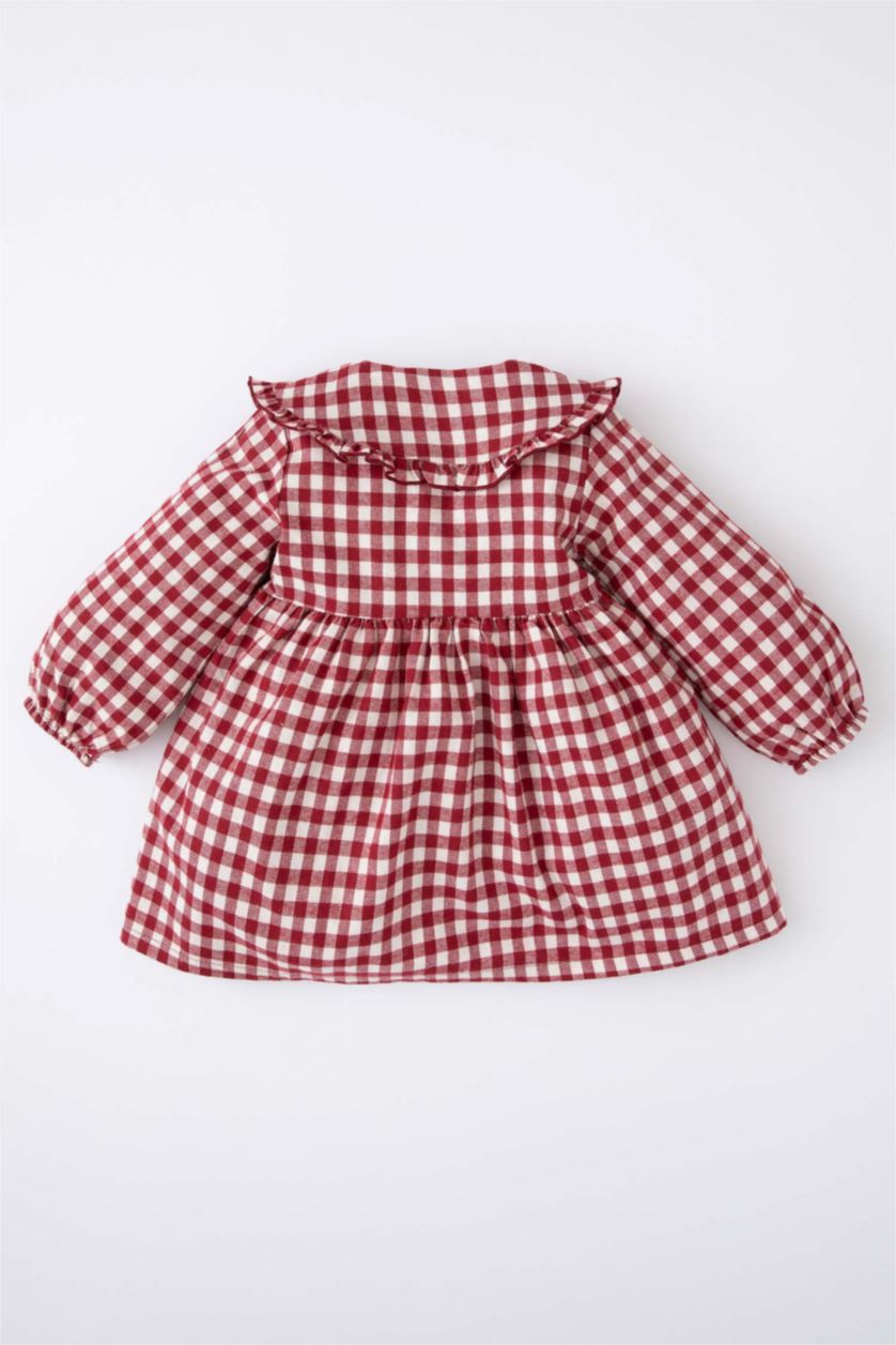 BABY GIRL Red Regular Fit Plaid Long Sleeve Woven Dress