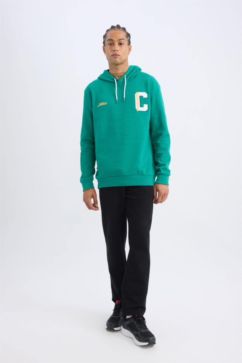 HOMME Vert Sweat- Shirt Coupe Standard Encapuchonné à Manches Longues De DefactoFit NBA
