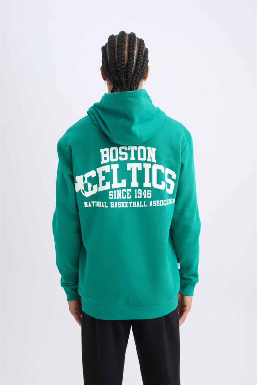 HOMME Vert Sweat- Shirt Coupe Standard Encapuchonné à Manches Longues De DefactoFit NBA