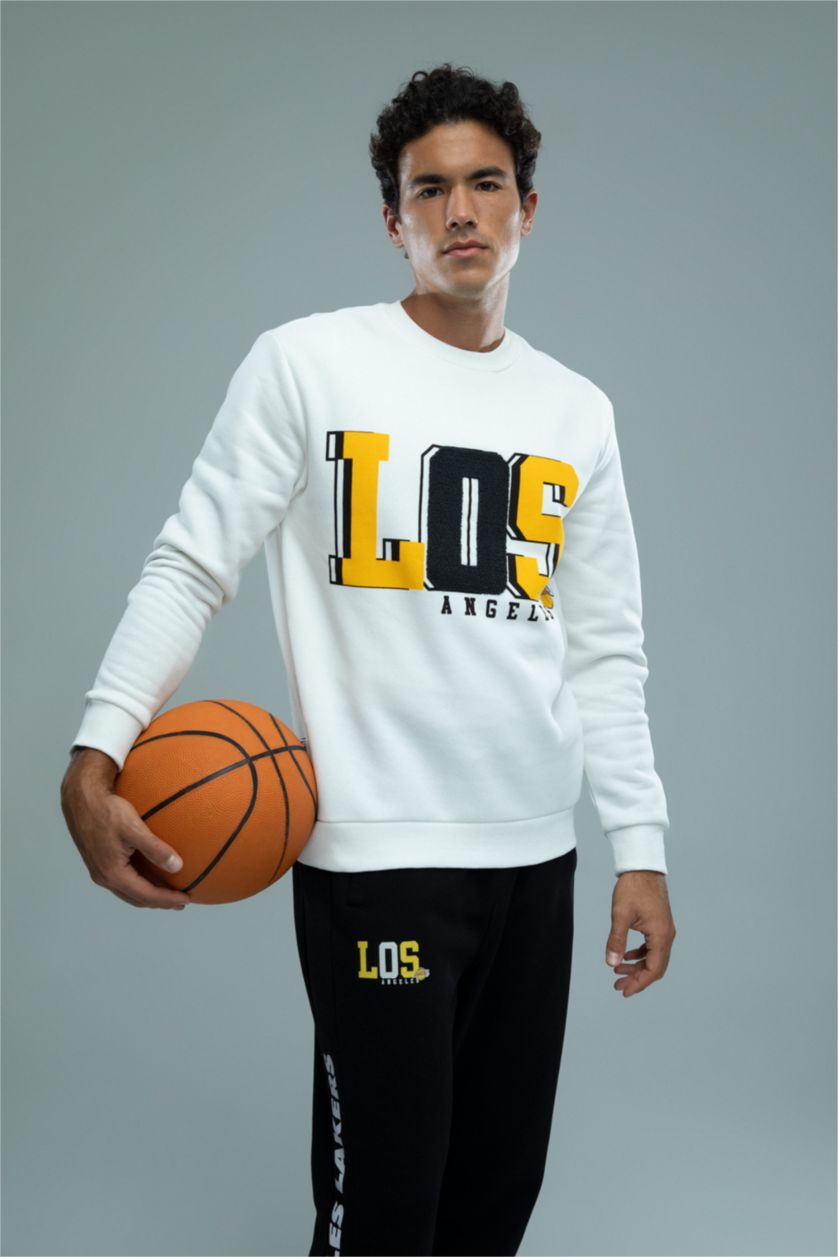 رجالي بيج فاتح سويت شيرت قصة عادية من NBA Los Angeles Lakers