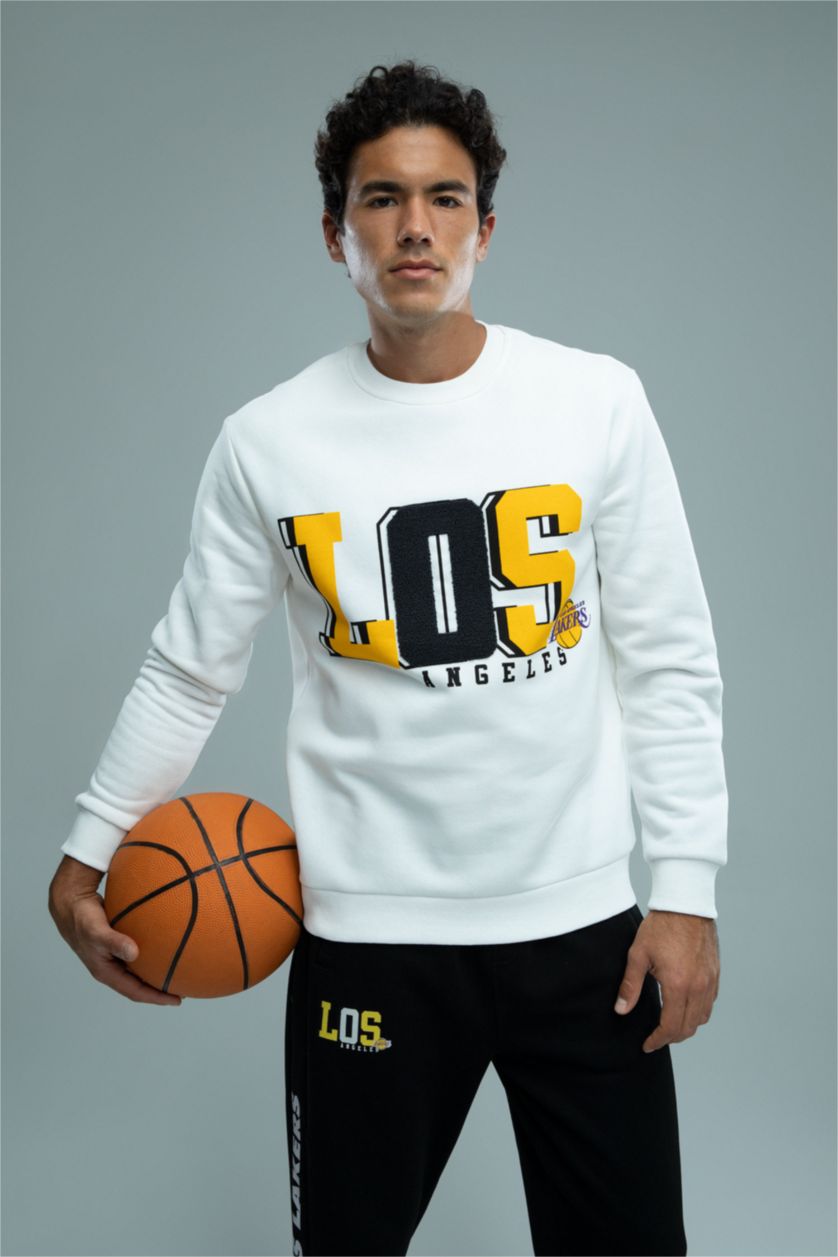 رجالي بيج فاتح سويت شيرت قصة عادية من NBA Los Angeles Lakers