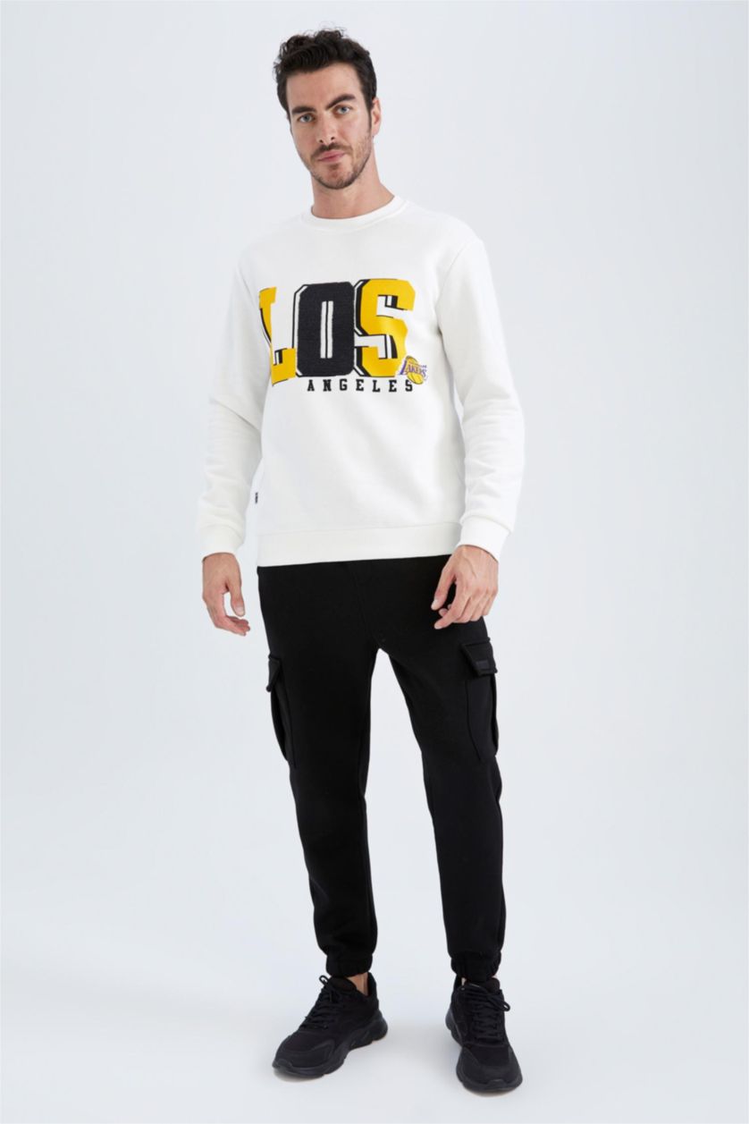 رجالي بيج فاتح سويت شيرت قصة عادية من NBA Los Angeles Lakers