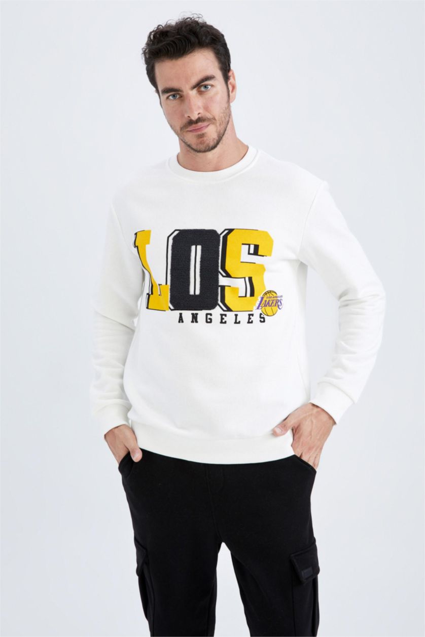رجالي بيج فاتح سويت شيرت قصة عادية من NBA Los Angeles Lakers