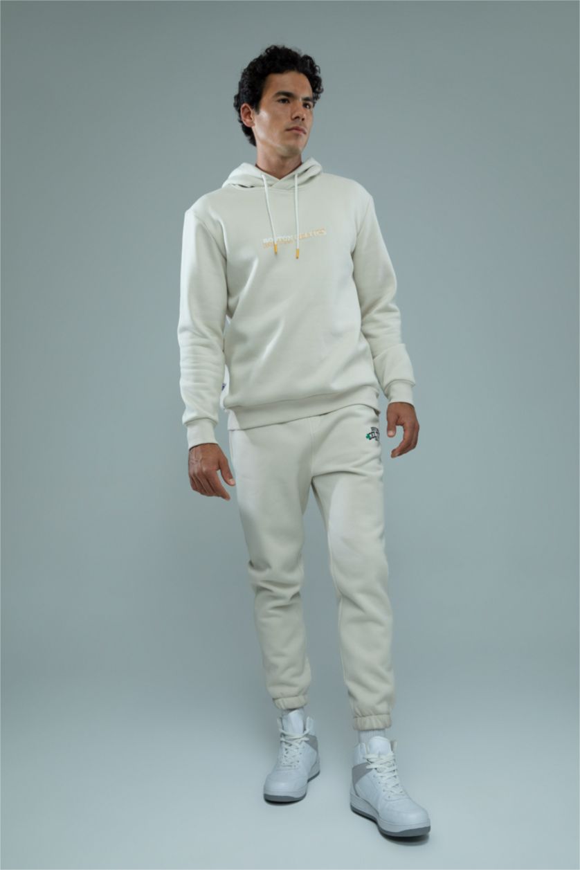 Erkek Taş Standart Fıt Kalın Sweatshirt Kumaşı Jogger