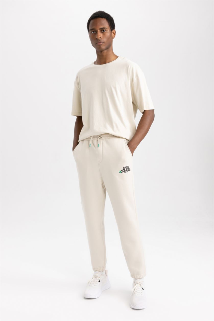 Erkek Taş Standart Fıt Kalın Sweatshirt Kumaşı Jogger