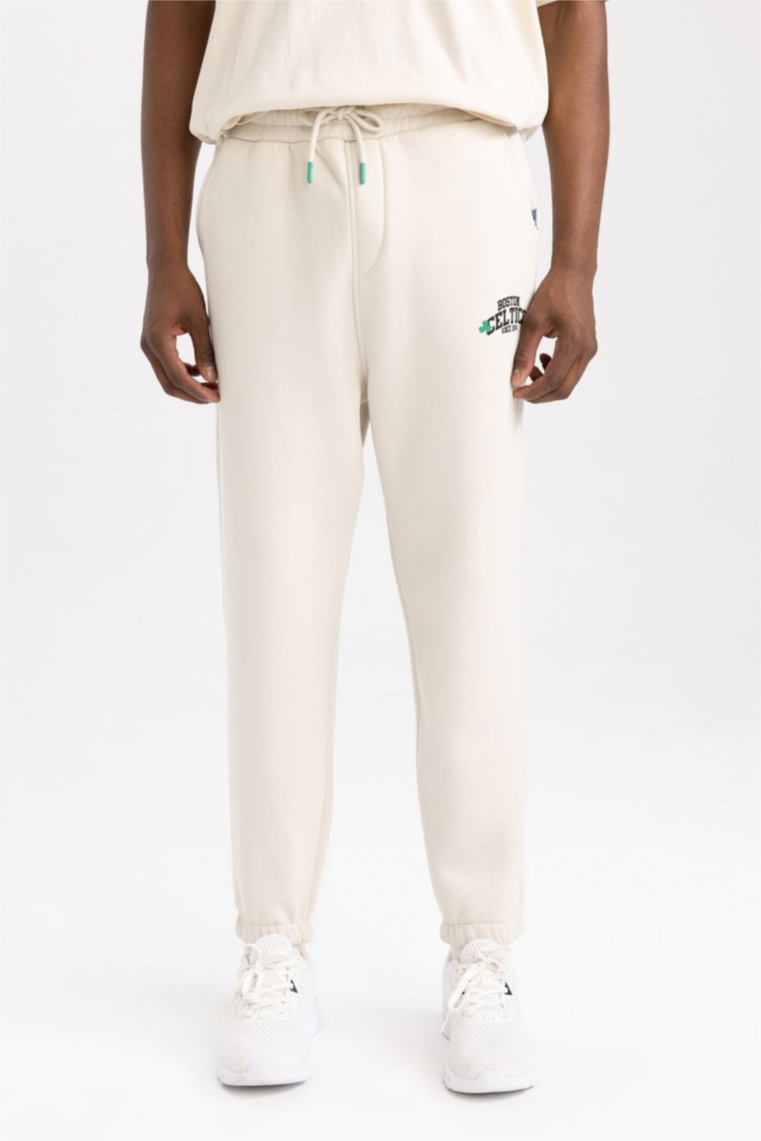 Erkek Taş Standart Fıt Kalın Sweatshirt Kumaşı Jogger