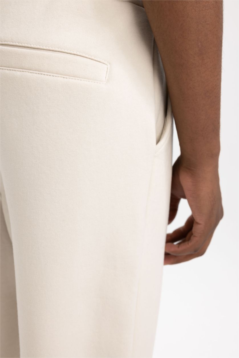 Erkek Taş Standart Fıt Kalın Sweatshirt Kumaşı Jogger