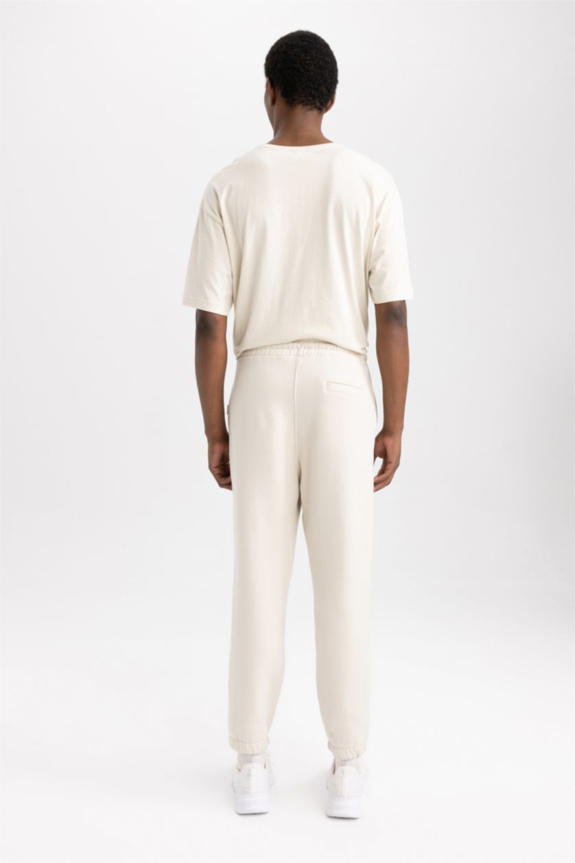 Erkek Taş Standart Fıt Kalın Sweatshirt Kumaşı Jogger