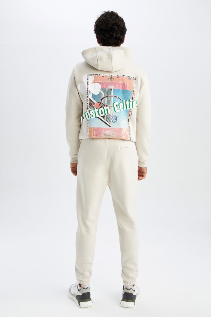 Erkek Taş Standart Fıt Kalın Sweatshirt Kumaşı Jogger