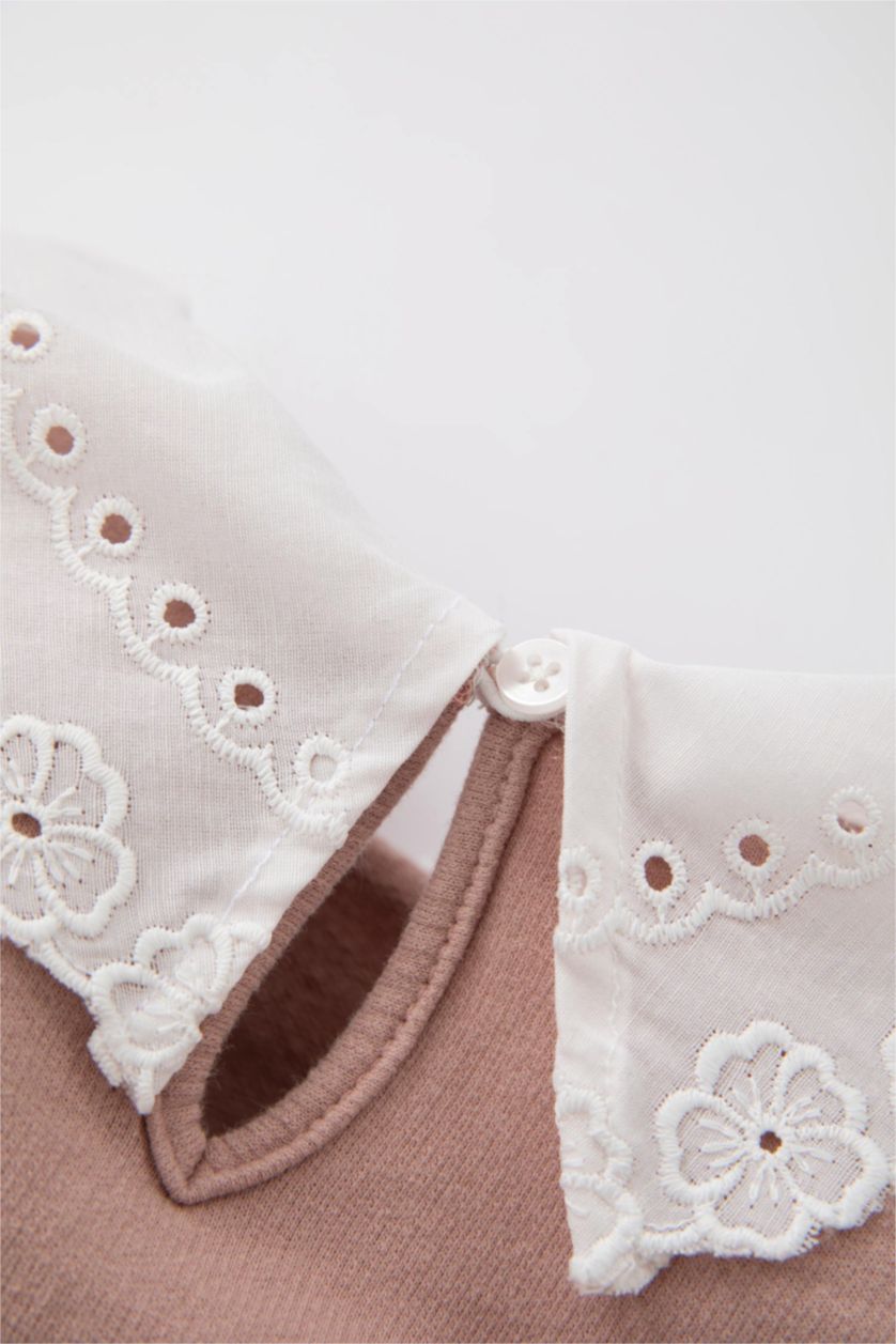 BABY GIRL Light Rose Regular Fit Lace Neck Sweatshirt