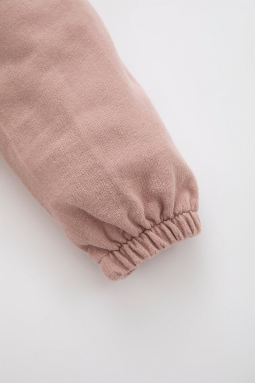 BABY GIRL Light Rose Regular Fit Lace Neck Sweatshirt