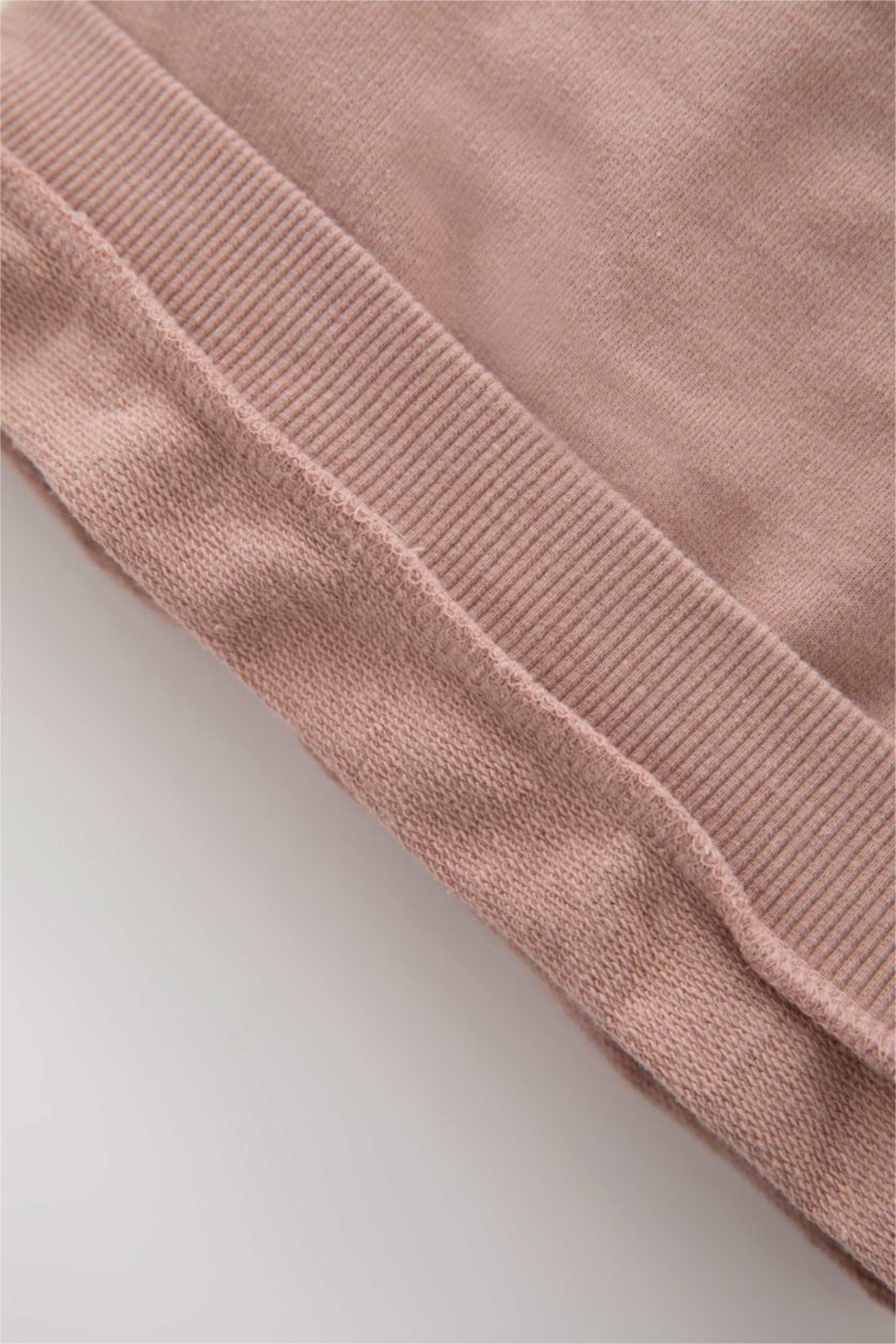 BABY GIRL Light Rose Regular Fit Lace Neck Sweatshirt