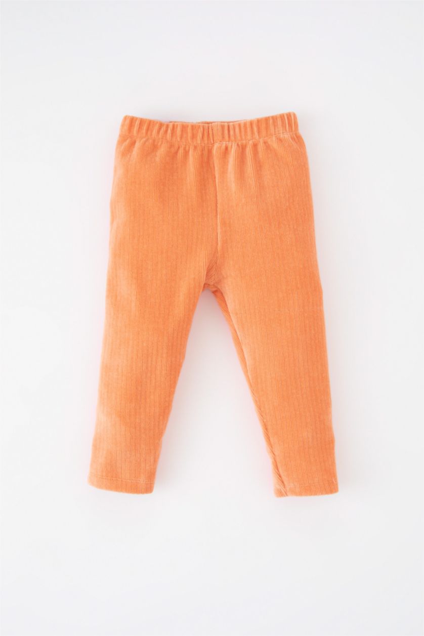 BABY GIRL Orange طقم قماش رقيق قصة عادية