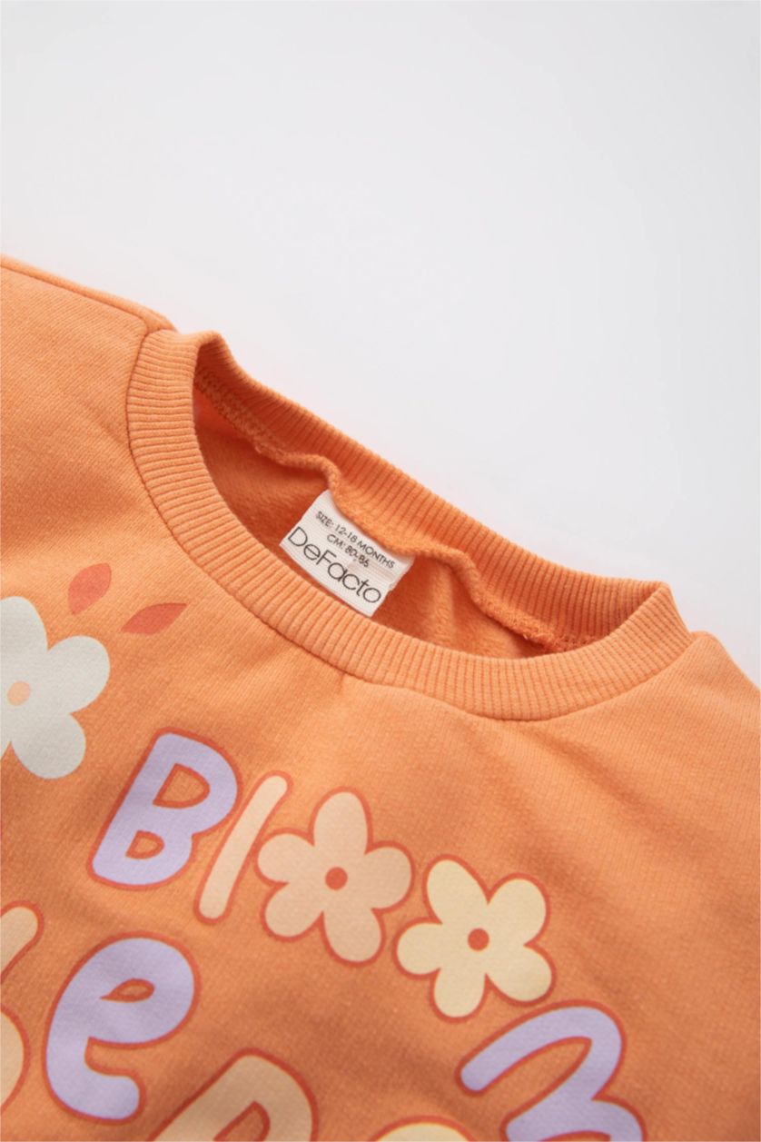 BABY GIRL Orange طقم قماش رقيق قصة عادية