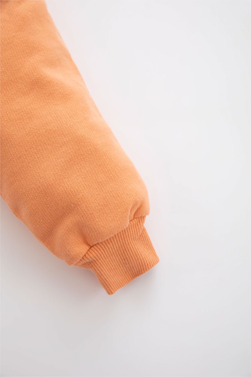 BABY GIRL Orange طقم قماش رقيق قصة عادية