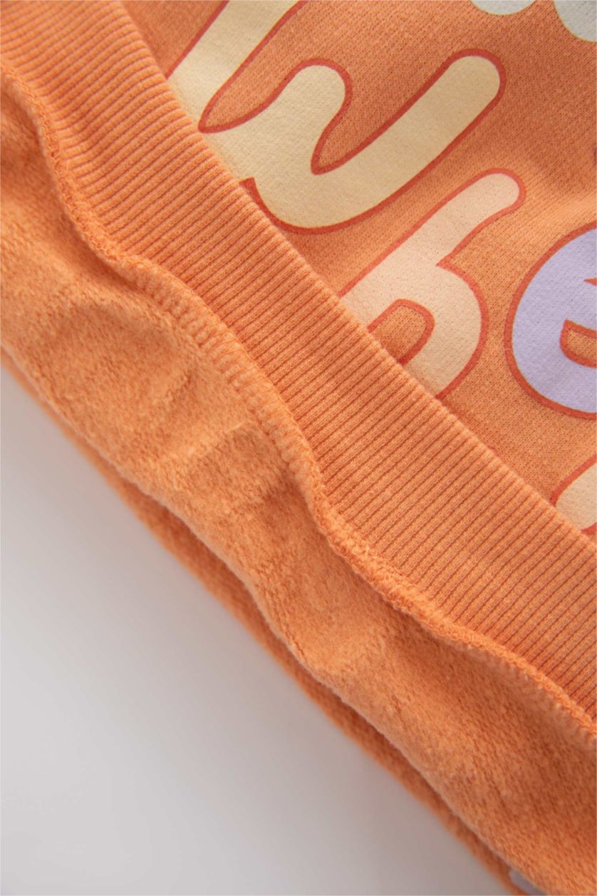 BABY GIRL Orange طقم قماش رقيق قصة عادية