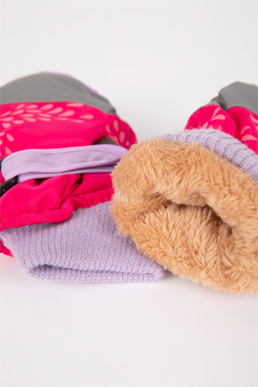 Kız Çocuk - Genç Kız Pembe Kız Çocuk Kar Eldiveni