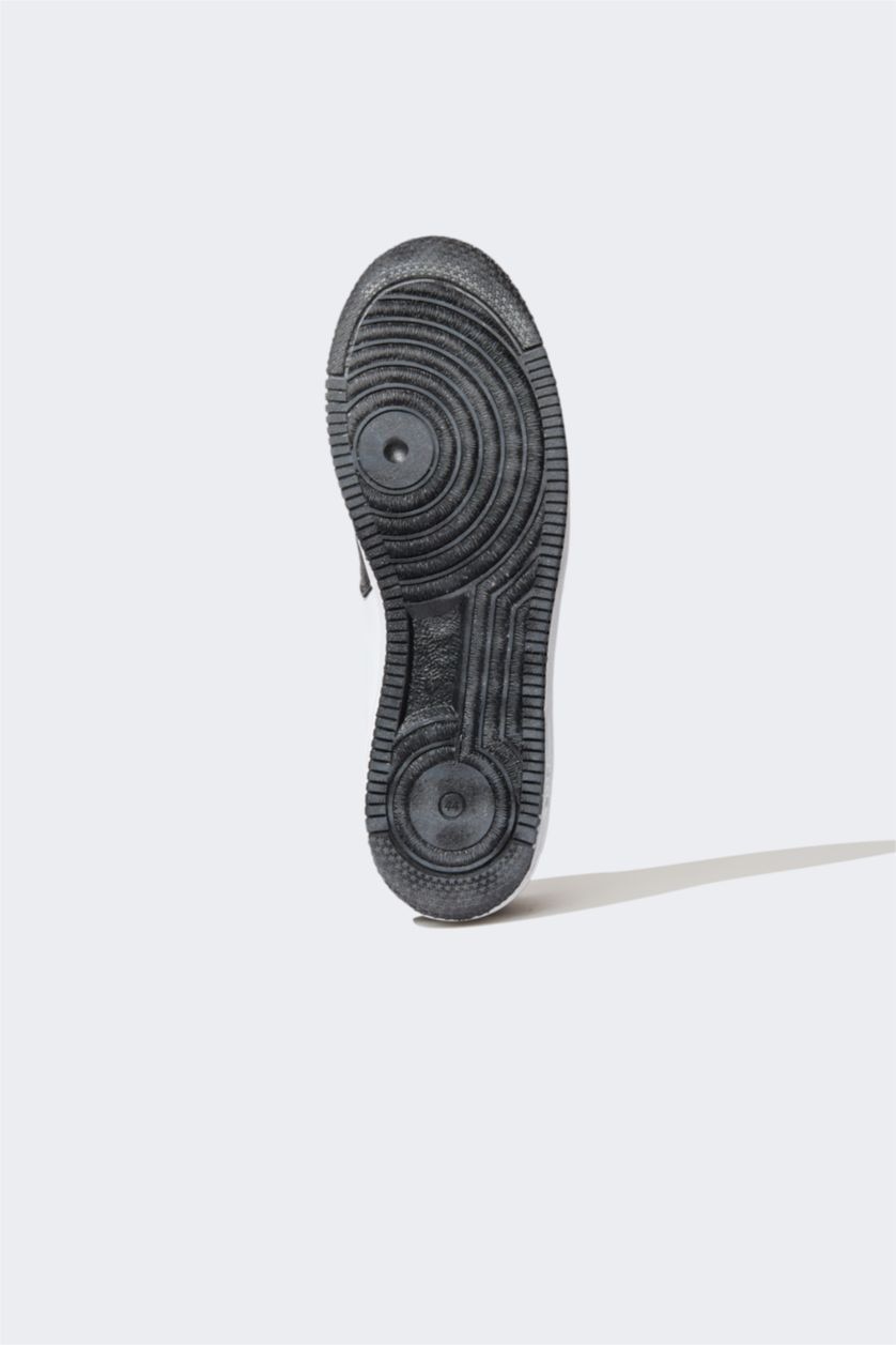 Man Black Faux Leather High Sole Boots
