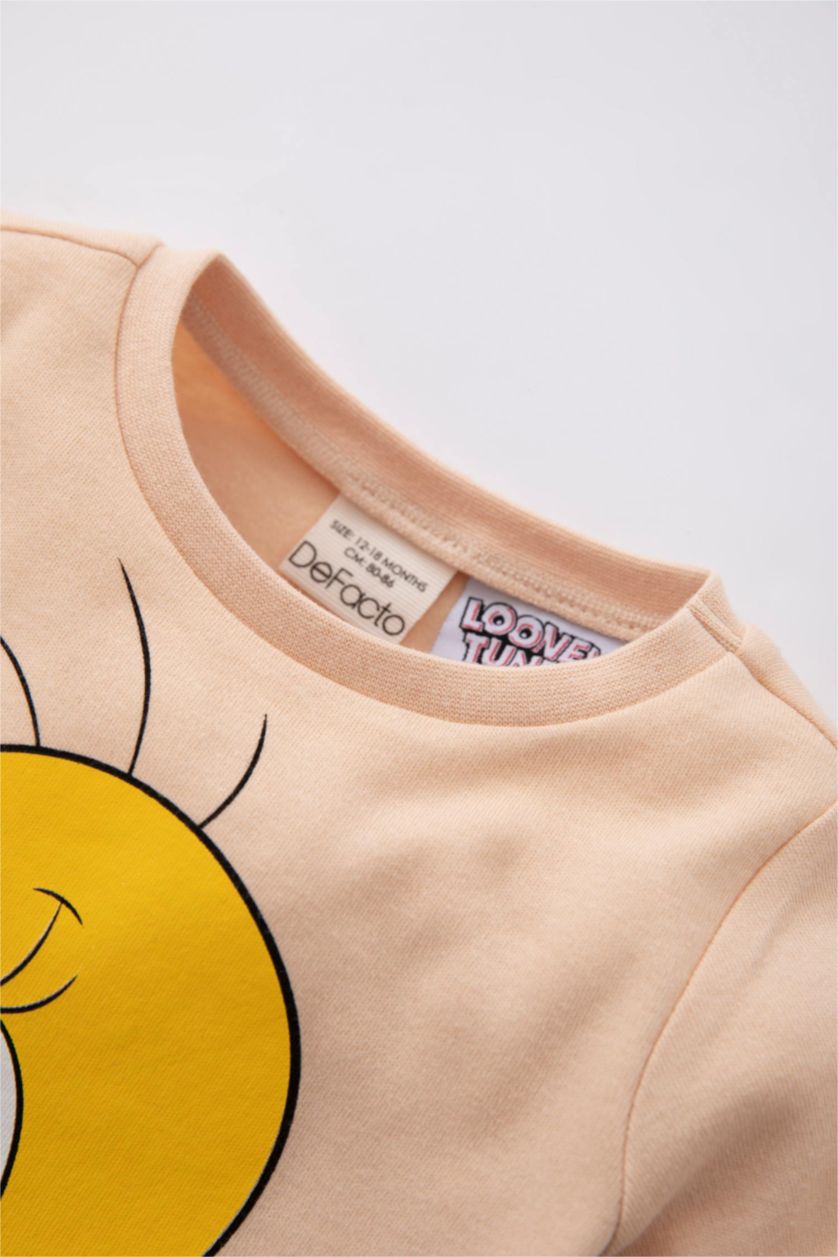 BABY GIRL Salmon 2 piece Regular Fit Crew Neck Looney Tunes Licensed Knitted Pyjamas