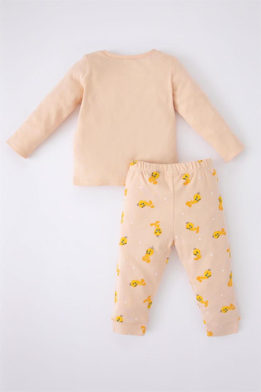 BABY GIRL Salmon 2 piece Regular Fit Crew Neck Looney Tunes Licensed Knitted Pyjamas