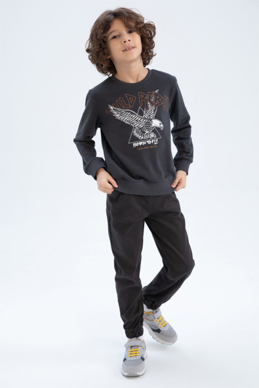 Erkek Çocuk - Genç Erkek Antrasit Erkek Çocuk Bisiklet Yaka Sweatshirt