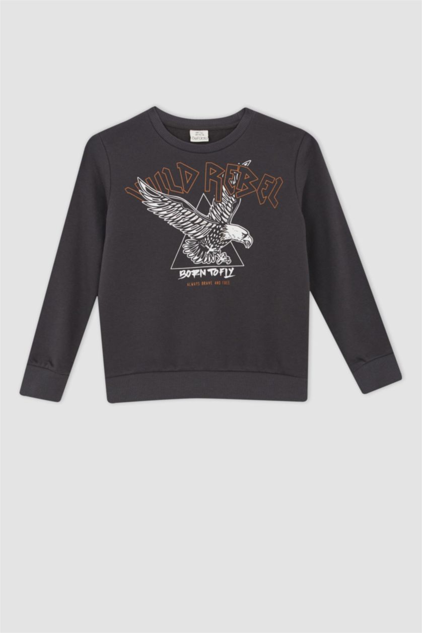 Erkek Çocuk - Genç Erkek Antrasit Erkek Çocuk Bisiklet Yaka Sweatshirt