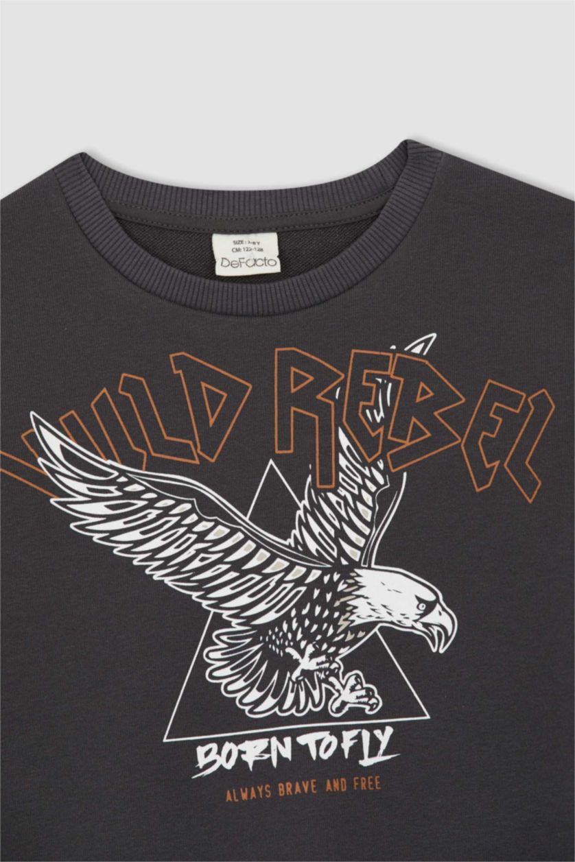 Erkek Çocuk - Genç Erkek Antrasit Erkek Çocuk Bisiklet Yaka Sweatshirt