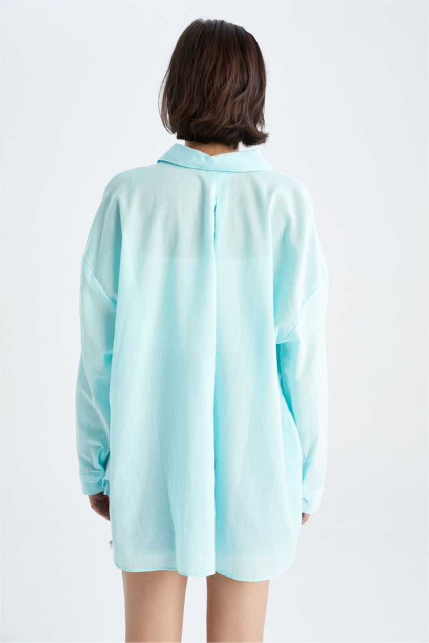 WOMAN Aqua Oversize Fit Voile Long Sleeve Shirt