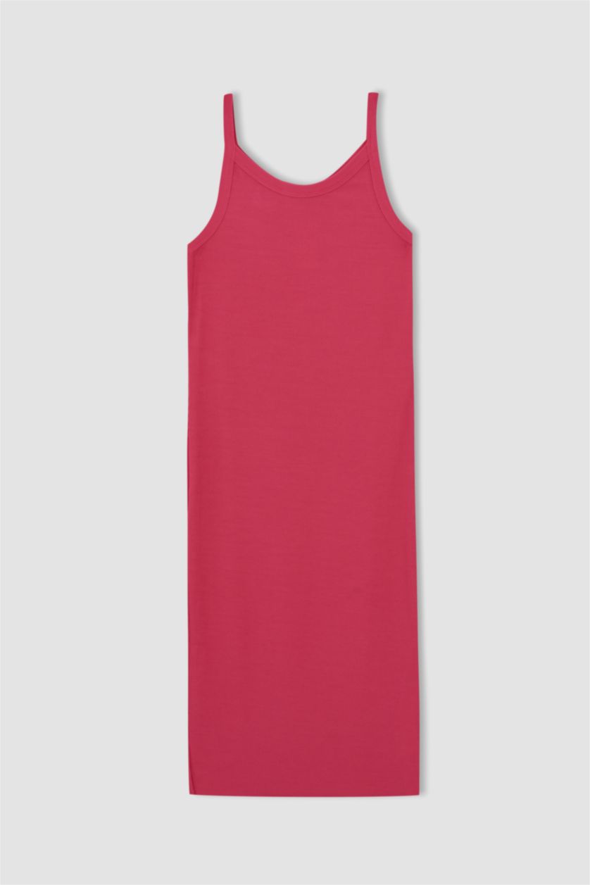 WOMAN Fushsia Bodycon Strap Midi Knitted Dress