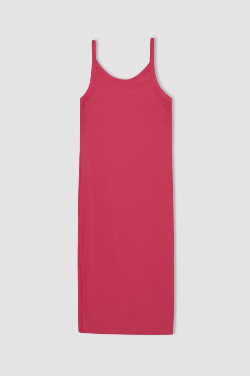 WOMAN Fushsia Bodycon Strap Midi Knitted Dress