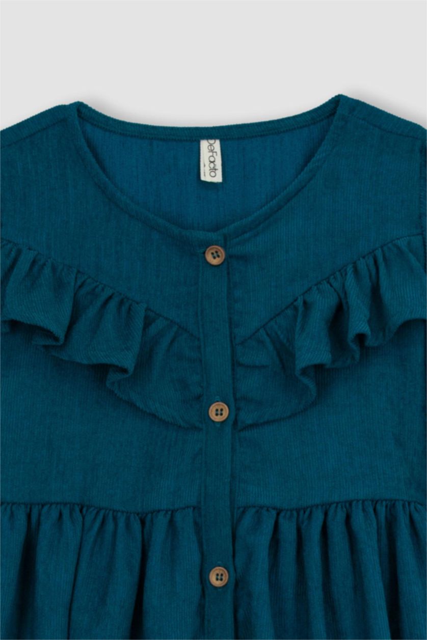 GIRLS & TEENS Dark Green Long Sleeve Woven Dress